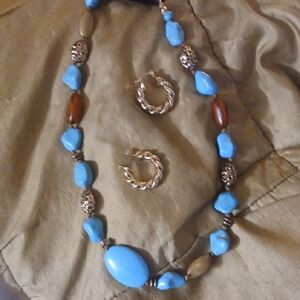 Turquoise Bead Statement Necklace - Unbranded